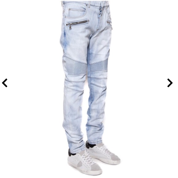 BALMAIN Light Wash Denim Biker Jeans Like New - Picture 1 of 16